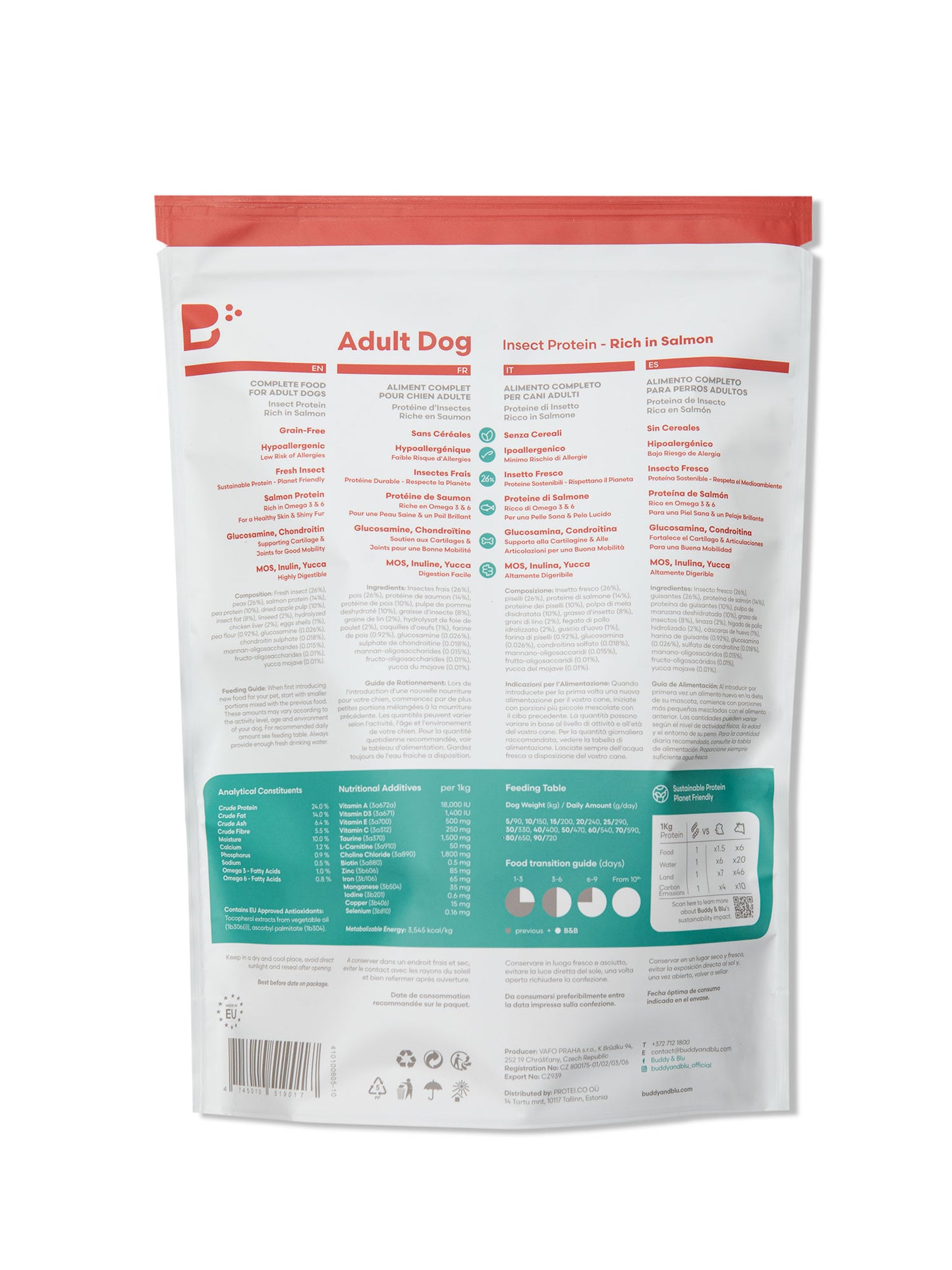 Buddy & Blu Adult Dog hypoallergenic kibble insect and salmon