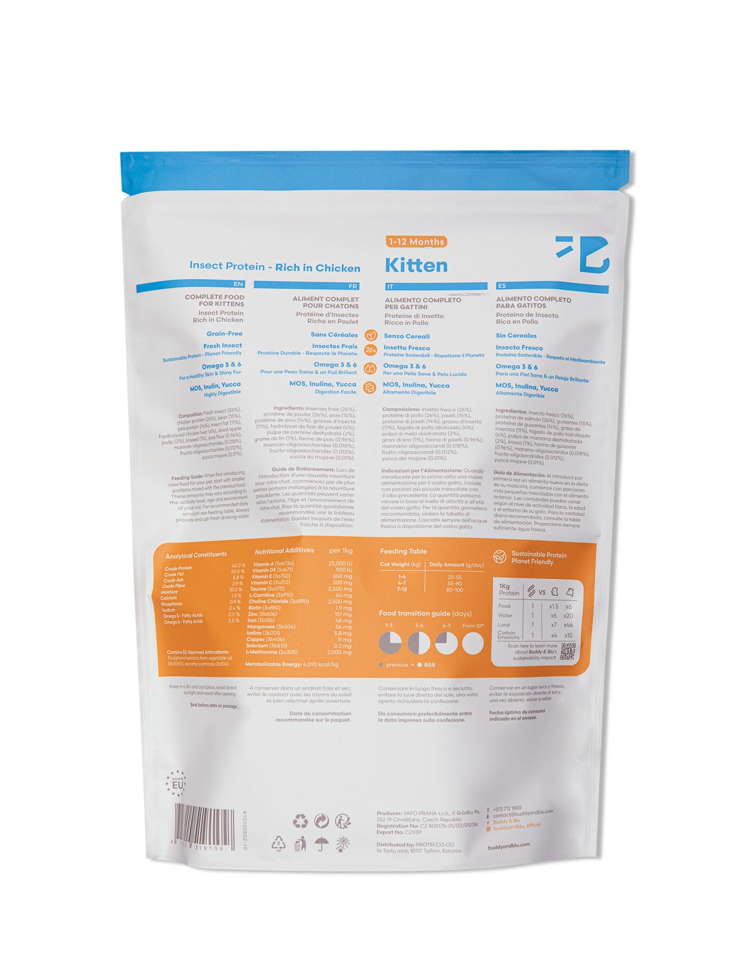 Buddy & Blu Kitten insect protein chicken kibble